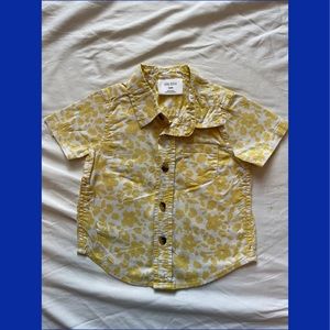 12 month boy button down yellow/white pattern shirt